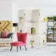 4 panel white room divider with 3 display shelves, made of paulownia and MDF, perfect for creating privacy in any space.
