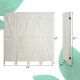 Four-panel folding wooden room divider in white, made of natural paulownia wood, ideal for creating private spaces.
