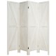 Four-panel folding wooden room divider in white, featuring a rustic design, ideal for creating private spaces.