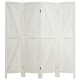 4-panel folding wooden room divider in white, featuring V-shaped design, ideal for creating private spaces and easy to.