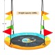 40-inch flying saucer tree swing with colorful flags, adjustable height 40"-63", durable 600D Oxford cloth for outdoor.