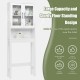 Over the toilet storage cabinet in pure white with tempered glass doors, offering ample storage and modern style for.