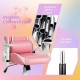 Close-up of the premium metal frame and durable gas rod of the pink ergonomic gaming chair, ensuring stability and.