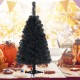 Black 3 feet unlit artificial mini Christmas tree with a sturdy plastic stand, perfect for compact spaces and DIY.