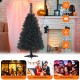 3 feet unlit black artificial Christmas Halloween mini tree with sturdy plastic stand, perfect for compact indoor.
