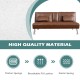 Convertible brown leather futon sofa with removable armrests and foldable cup holders, perfect for home or office use.