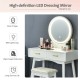 Vanity dressing table set featuring a high-definition LED mirror, two storage drawers, and a comfortable stool for.