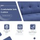 Blue linen fabric sofa cushion with adjustable backrest, USB ports, and easy maintenance for versatile comfort.