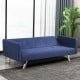 Close-up of the soft blue linen fabric on the 3-seat convertible futon sofa, highlighting its texture and comfort.