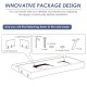 Sofa body with unzipped compartment showing included assembly parts for the 3 Seat Convertible Linen Fabric Futon Sofa.