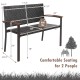 Patio rattan wicker bench with acacia wood armrests, weather-resistant, comfortable seating for 2 people, ideal for.
