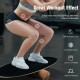 Wooden balance board trainer in black, made of birch and cork wood, ideal for core strength and balance exercises.