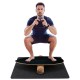 Wooden balance board trainer with cork roller, designed for core strength and stability during exercise and sports.