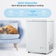Compact 3.5 cu.ft chest freezer with removable storage basket, quiet operation at 42dB, ideal for small spaces.