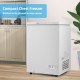Compact 3.5 cu.ft chest freezer with removable basket, adjustable temperature, perfect for kitchens or dorms.