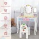 Kids vanity dressing table set with tri-fold mirror, durable MDF, and storage drawers for makeup and accessories.