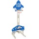 3-in-1 adjustable height basketball hoop playset in blue, featuring a rocket design, includes balls and rings for kids.