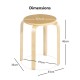 Backless dining chair with smooth wood seat, sturdy legs, and stackable design for easy storage and portability.