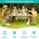 Set of 4 collapsible round stools with handles, sturdy metal frame, ideal for indoor and outdoor use.