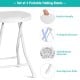 Set of 4 white collapsible round stools with built-in handle, sturdy metal frame, and non-slip foot pads for stability.