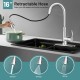 Touchless kitchen faucet with 360° swivel, 16" retractable hose, and three modes for versatile cleaning.