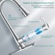 Touchless kitchen faucet with 360° swivel, brushed metal finish, and infrared sensor for easy cleaning and convenience.