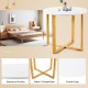 Round side end table with bamboo legs and X-shaped base, featuring a waterproof surface for versatile use in any room.
