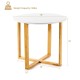 Round side end table with bamboo legs and X-shaped base, 19" diameter, 18" height, ideal for living room or bedroom use.