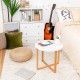 Multifunctional round side end table with bamboo legs, showcasing a sleek design, perfect for stylish bedroom or office.
