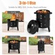 3-in-1 charcoal BBQ grill with built-in thermometer, showing fire pit, grill, and smoker features for versatile cooking.
