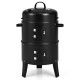 3-in-1 charcoal BBQ grill with built-in thermometer, featuring a vertical design and 400 sq inches cooking area for.