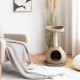 Hand-made 28-inch cat tree tower in coffee color with water hyacinth, featuring a jump platform and soft cushions for.