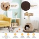 Hand-made 28-inch cat tree tower in coffee color with plush fabric, sisal post, and cozy cat house for playful kittens.
