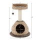 Hand-made 28-inch cat tree tower with a jump platform, crafted from water hyacinth, featuring a cozy cat house and soft.