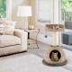 Hand-made 28-inch cat tree tower in coffee color, featuring a sisal scratching post and soft cushions for comfort.