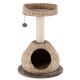 Hand-made 28-inch cat tree tower in coffee color with water hyacinth, sisal post, and detachable cushions for comfort.