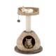 Hand-made 28-inch cat tree tower with water hyacinth, featuring a cozy house and jump platform for playful relaxation.