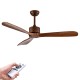 52-inch modern ceiling fan with remote control, featuring solid wood blades and brushed nickel finish for.