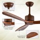 Close-up of the 52-inch modern ceiling fan showcasing the elegant solid wood blades and heavy-duty metal top for.
