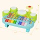 3-in-1 Electronic Piano Xylophone Game Drum Set with colorful keys, smooth edges, and removable drumsticks for kids.