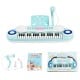 Multifunctional 37-key electric keyboard piano in blue with microphone, designed for kids' creativity and musical fun.