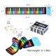 49-key roll-up piano in vibrant colors, made of silicone and ABS, designed for preschoolers and beginners, lightweight.