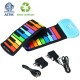 49-key roll-up piano in vibrant colors, made of silicone and ABS, designed for preschoolers, promoting music learning.