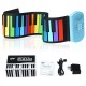 49-key roll-up piano in vibrant colors, made of non-toxic silicone and ABS, perfect for preschoolers and beginners.
