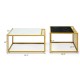 Set of 2 stackable side tables with faux marble tops in black and white, featuring a sturdy metal structure for.