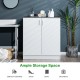 Storage sideboard cabinet with doors and shelves, featuring a wide tabletop for towels and decorations, ideal for.
