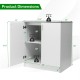 Dimensions of the Storage Sideboard Cabinet with Doors and Shelves, featuring a wide tabletop and two shelves for.