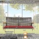 Rattan hanging porch swing chair for 2 with red cushion, sturdy steel frame, and ergonomic backrest, ideal for outdoor.