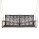 Rattan hanging porch swing chair for 2 with acacia wood armrests, 800 lbs capacity, ideal for outdoor relaxation.