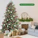 8 feet hinged artificial Christmas spruce tree with mixed PE and PVC tips, featuring a dense appearance for festive.